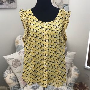 Jones Wear Soft Yellow Polka Dot Sleeveless Top